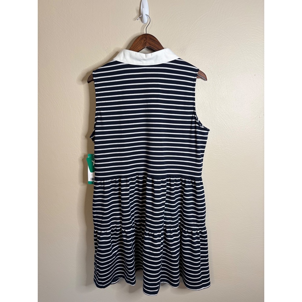Nautica Jeans Polo Dress XL Navy White Striped Sleeveless Tiered 1844377 - Picture 5 of 11